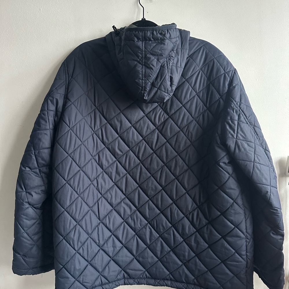 London Fog | Men’s Diamond Quilted Hooded Jacket - XL Navy Blue - Picture 4 of 10